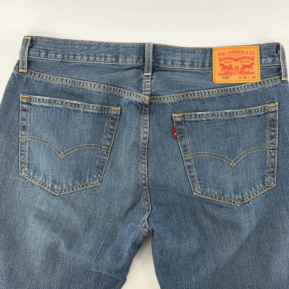 Levi's 559 Relaxed Straight Jeans Mens 36x32 Blue Medium Wash Denim Utility Work